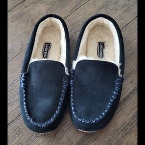 Lands' End - Suede Moccasin Slipper - Kids - 3M - Navy- Loc M-223